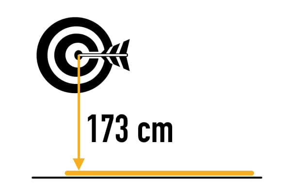 Dart Abstand - Bulls Eye bis zum Boden (Höhe)