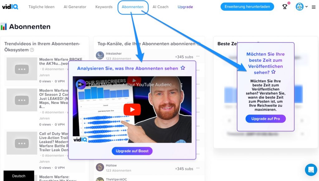 vidIQ Professionelle Analyse deiner YouTube-Abonnenten